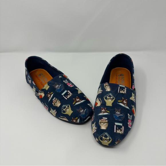 Skechers BOBS for Cats Blue Slip-On Shoes women’s 8.5. Cats with glasses, books - Picture 9 of 16